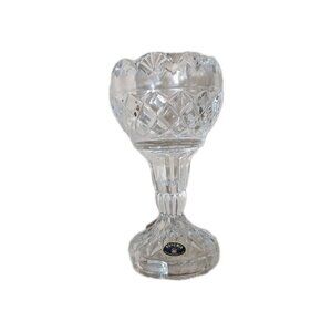 Bohemia Diamond Cut Scalloped Edge Candle Holder Czech Republic Lead Crystal